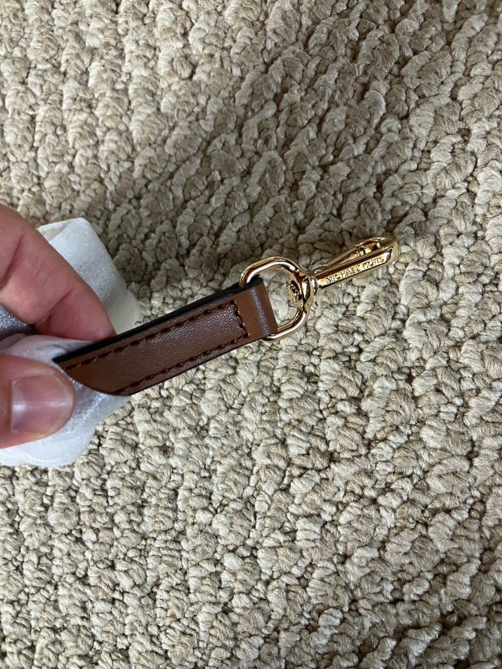 NEW Michael Kors Crossbody Strap Womens 51" Brown Gold Hardware Leather